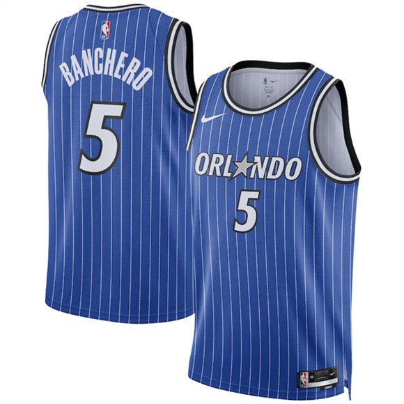 Men's Orlando Magic #5 Paolo Banchero Blue 2025 Icon Edition Stitched Basketball Jersey