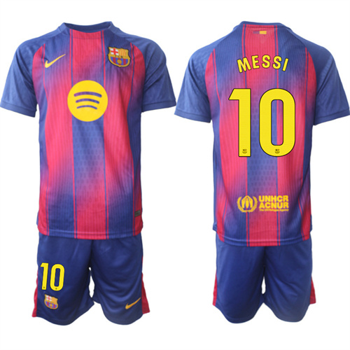 Men's Barcelona #10 MESSI 2025-26 Home Red Suit Soccer Jerseys