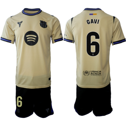 Men's Barcelona #6 GAVI 2025-26 Away Suit Soccer Jerseys