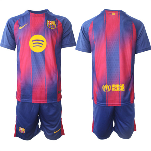 Men's Barcelona Blank 2025-26 Home Red Suit Soccer Jerseys