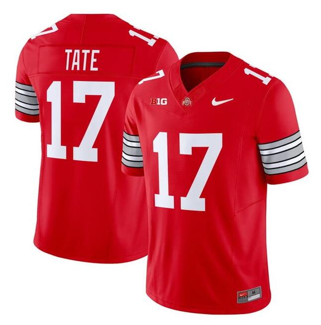 Men's Ohio State Buckeyes #17 Carnell Tate Red F.U.S.E. 2025-2026 Stitched Football Jersey