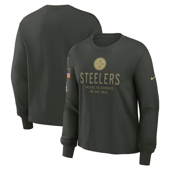 Men's Pittsburgh Steelers Dark Green 2025 Salute to Service Sideline Dri-FIT Long Sleeve T-Shirt