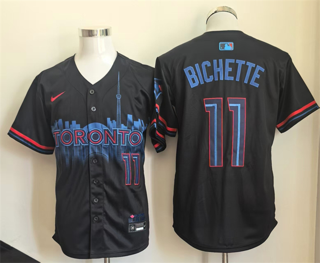 Men's Toronto Blue Jays #11 Bo Bichette Navy 2024 City Connect Limited Stitched Baseball Jersey