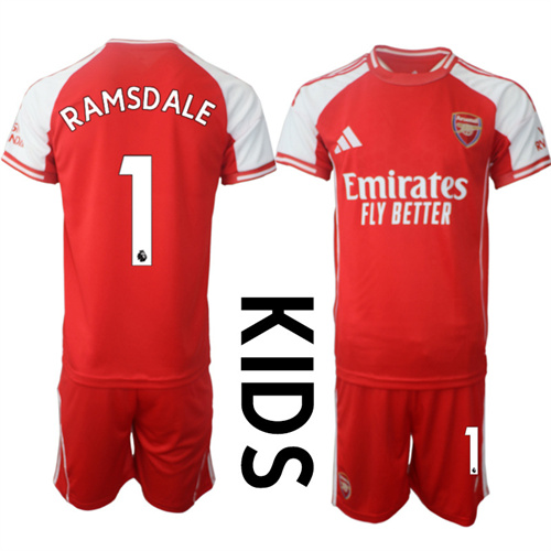 Youth Arsenal #1 RAMSDALE 2025-26 home Kids Suit Soccer Jerseys
