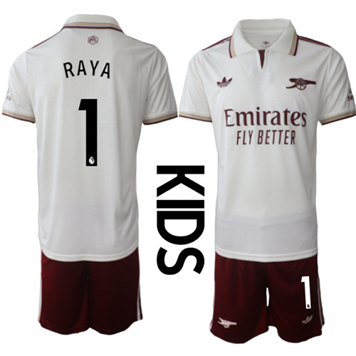 Youth Arsenal #1 RAYA 2025-26 Away 2nd Kids Suit Soccer Jerseys