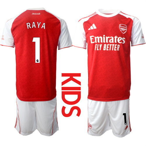 Youth Arsenal #1 RAYA 2025-26 home Kids Suit Soccer Jerseys
