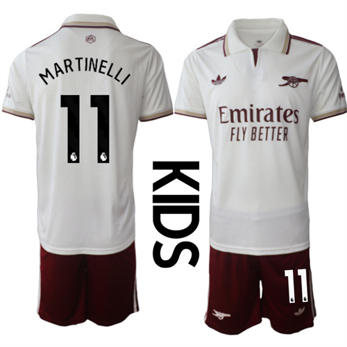 Youth Arsenal #11 MARTINELLI 2025-26 Away 2nd Kids Suit Soccer Jerseys