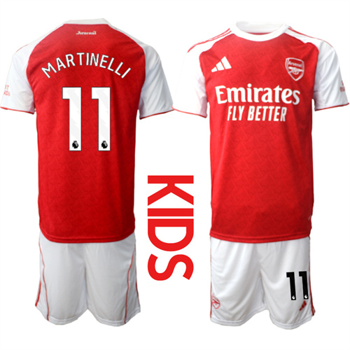 Youth Arsenal #11 MARTINELLI 2025-26 home Kids Suit Soccer Jerseys
