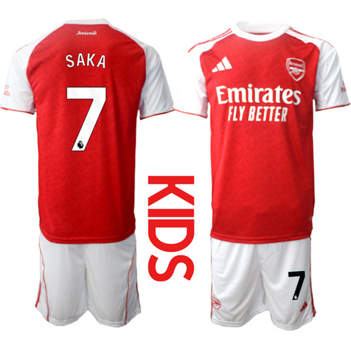 Youth Arsenal #7 SAKA 2025-26 home Kids Suit Soccer Jerseys
