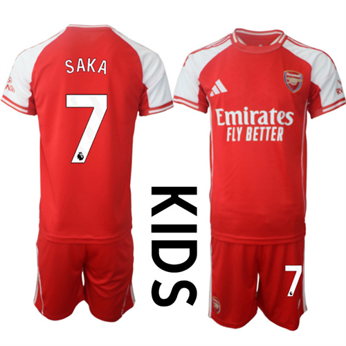 Youth Arsenal #7 SAKA 2025-26 home Kids Suit Soccer Jerseys