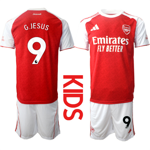 Youth Arsenal #9 G.JESUS 2025-26 home Kids Suit Soccer Jerseys