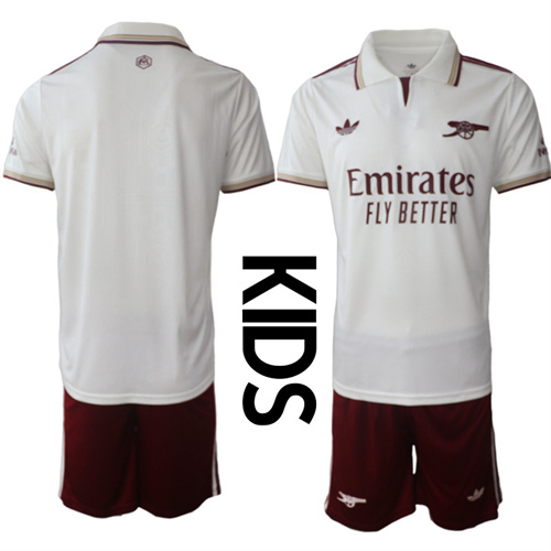 Youth Arsenal Blank 2025-26 Away 2nd Kids Suit Soccer Jerseys