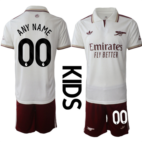 Youth Arsenal Custom Any Name And Number 2025-26 Away 2nd Kids Suit Soccer Jerseys