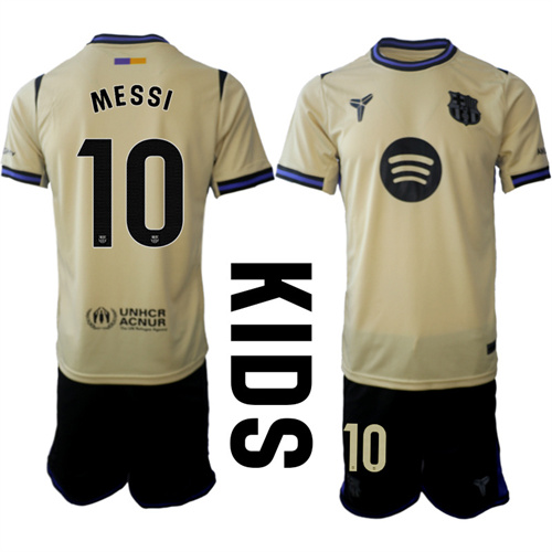 Youth FC Barcelona #10 MESSI 2025-26 away Kids Suit Soccer Jerseys