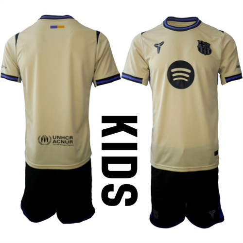 Youth FC Barcelona Blank 2025-26 away Kids Suit Soccer Jerseys