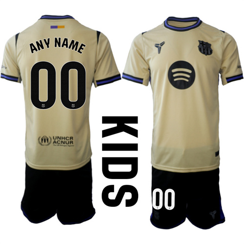 Youth FC Barcelona Custom Any Name And Number 2025-26 away Kids Suit Soccer Jerseys