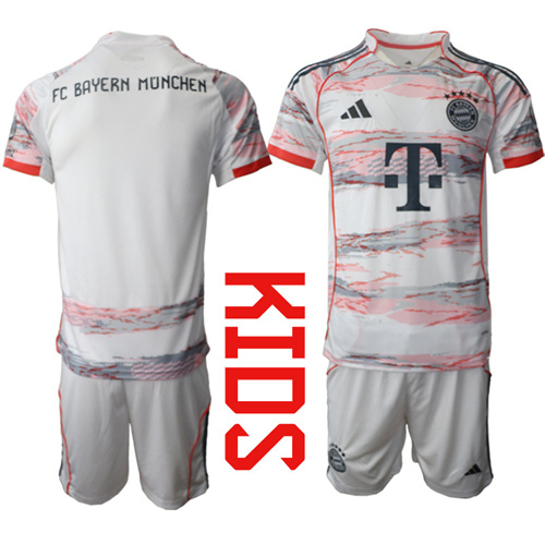 Youth Bayern München Blank 2025-26 away Kids Suit Soccer Jerseys