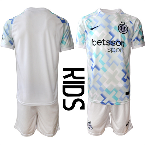 Youth Internazionale Blank 2025-26 away Kids Suit Soccer Jerseys