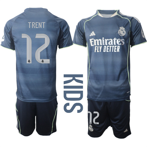 Youth Real Madrid #12 TRENT 2025-26 away Kids Suit Soccer Jerseys