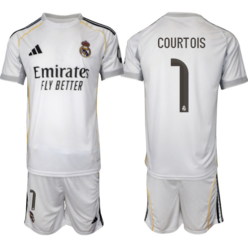 Men's Real Madrid #1 COURTOIS 2025-26 home Suit Soccer Jerseys