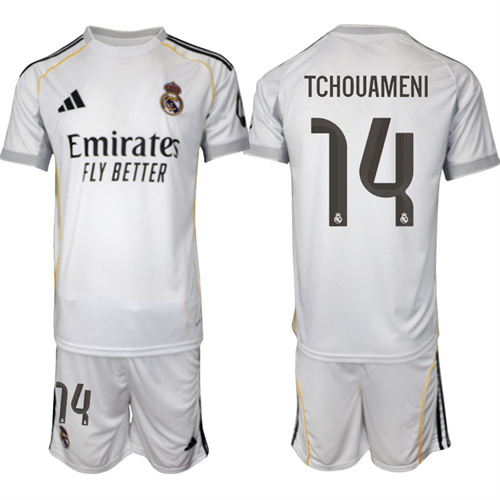 Men's Real Madrid #14 TCHOUAMENI 2025-26 home Suit Soccer Jerseys