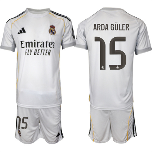 Men's Real Madrid #15 ARDA GULER 2025-26 home Suit Soccer Jerseys