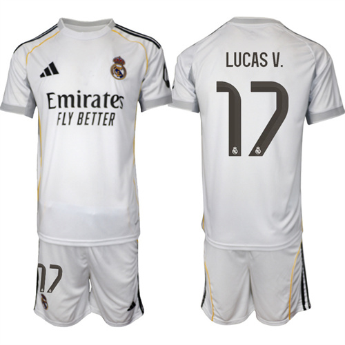 Men's Real Madrid #17 LUCAS V. 2025-26 home Suit Soccer Jerseys