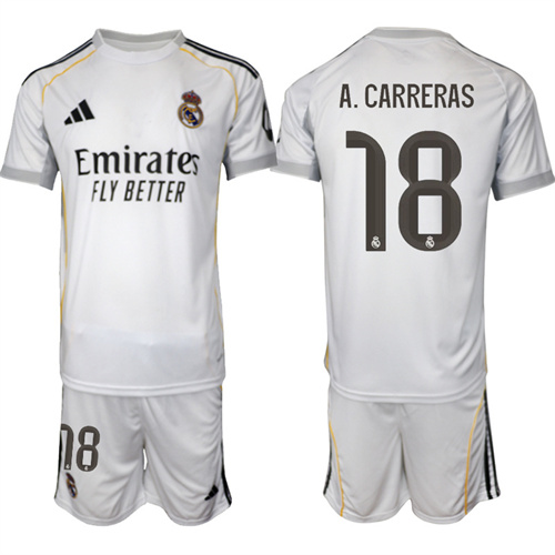 Men's Real Madrid #18 A. CARRERAS 2025-26 home Suit Soccer Jerseys