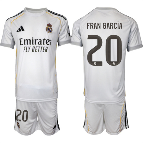 Men's Real Madrid #20 FRAN GARCIA 2025-26 home Suit Soccer Jerseys