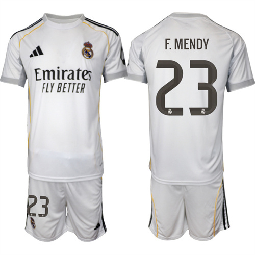 Men's Real Madrid #23 F. MENDY 2025-26 home Suit Soccer Jerseys