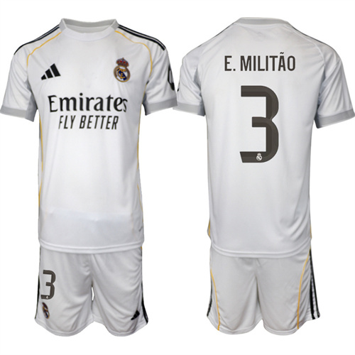 Men's Real Madrid #3 E.MILITAO 2025-26 home Suit Soccer Jerseys
