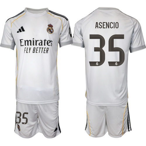 Men's Real Madrid #35 ASENCIO 2025-26 home Suit Soccer Jerseys