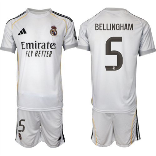 Men's Real Madrid #5 BELLINGHAM 2025-26 home Suit Soccer Jerseys