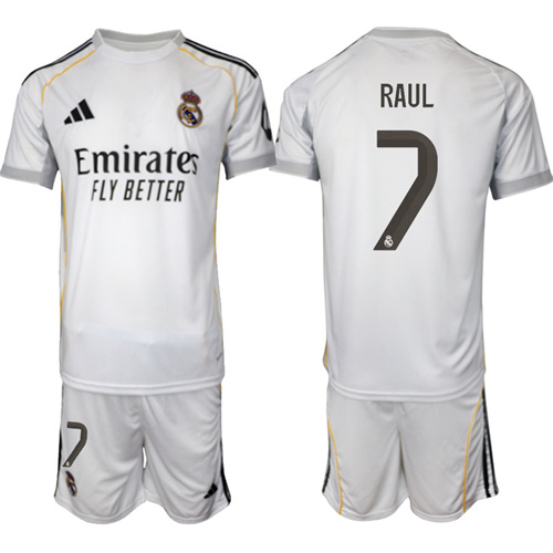 Men's Real Madrid #7 RAUL 2025-26 home Suit Soccer Jerseys