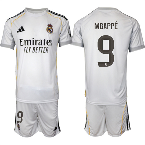 Men's Real Madrid #9 MBAPPE 2025-26 home Suit Soccer Jerseys