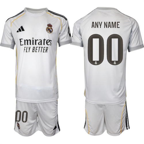 Men's Real Madrid Custom Any Name And Number 2025-26 home Suit Soccer Jerseys