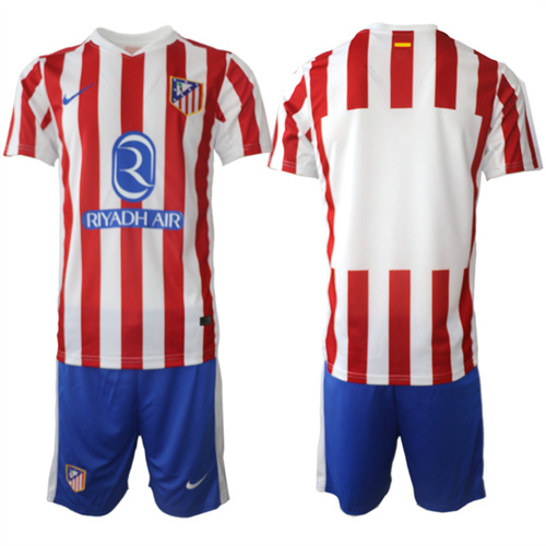 Men's Atlético de Madrid Blank 2025-26 home Suit Soccer Jerseys