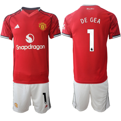 Men's Manchester United #1 DE GEA 2025-26 Home Suit Soccer Jerseys