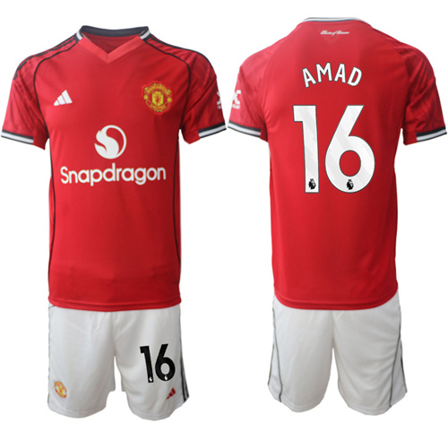 Men's Manchester United #16 AMAD 2025-26 Home Suit Soccer Jerseys