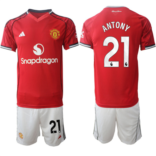 Men's Manchester United #21 ANTONY 2025-26 Home Suit Soccer Jerseys