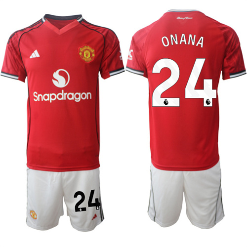 Men's Manchester United #24 ONANA 2025-26 Home Suit Soccer Jerseys