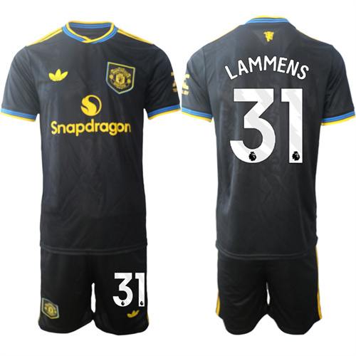 Men's Manchester United #31 LAMMENS 2025-26 Away 2nd Suit Soccer Jerseys