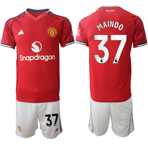 Men's Manchester United #37 MAINOO 2025-26 Home Suit Soccer Jerseys
