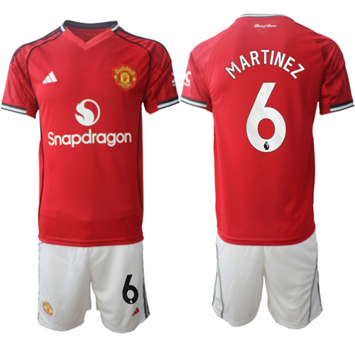 Men's Manchester United #6 MARTINEZ 2025-26 Home Suit Soccer Jerseys