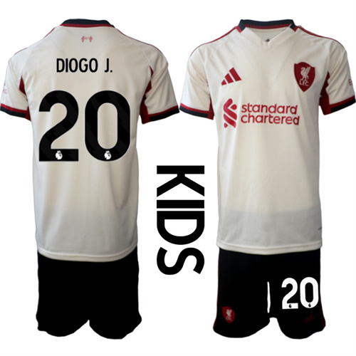 Youth Liverpool #20 DIOGO J. 2025-26 away Kids Suit Soccer Jerseys