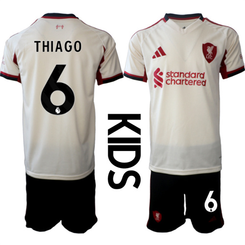 Youth Liverpool #6 THIAGO 2025-26 away Kids Suit Soccer Jerseys