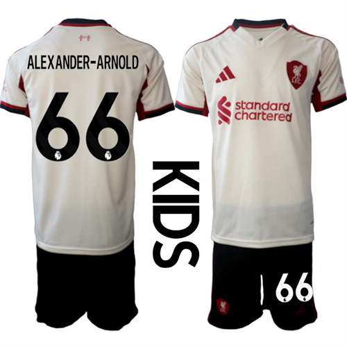 Youth Liverpool #66 ALEXANDER-ARNOLD 2025-26 away Kids Suit Soccer Jerseys