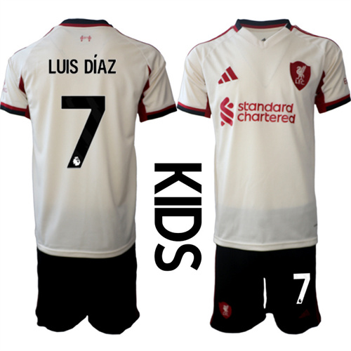 Youth Liverpool #7 LUIS DIAZ 2025-26 away Kids Suit Soccer Jerseys