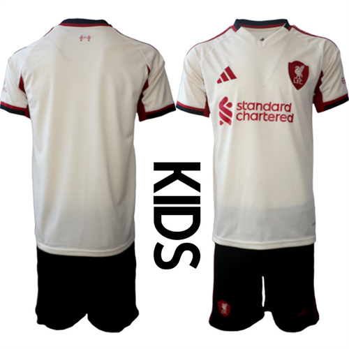 Youth Liverpool Blank 2025-26 away Kids Suit Soccer Jerseys
