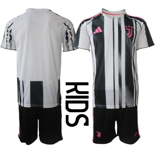 Youth Juventus FC Blank 2025-26 home Kids Suit Soccer Jerseys